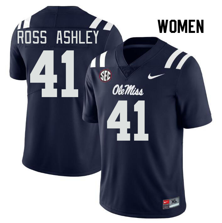 Women #41 John Ross Ashley Ole Miss Rebels College Football Jerseys Stitched Sale-Navy